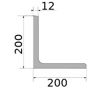 Уголок 200х200х12, длина 12 м, марка С345