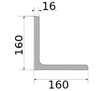 Уголок 160х160х16, длина 12 м, марка С355