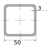 Труба профильная электросварная квадратная 50х50х3, длина 3 м