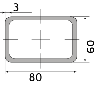 Труба профильная электросварная прямоугольная 80х60х3 НН 3.00 2000-3500