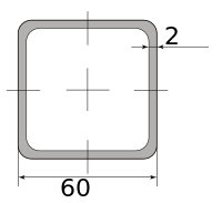 Труба профильная электросварная квадратная 60х60х2 6000-6050