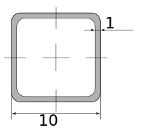 Труба профильная электросварная квадратная 10х10х1, длина 6 м