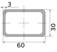 Труба профильная электросварная прямоугольная 60х30х3, длина 3 м 3.00