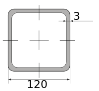 Труба профильная электросварная квадратная 120х120х3 11500-11700