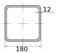 Трубы электросварные низколегир квадрат 180х180х12, длина 12 м