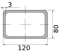 Труба профильная электросварная прямоугольная 120х80х3, длина 3 м 3.00