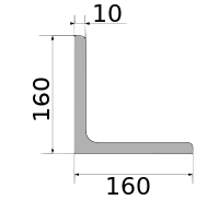 Уголок 160х160х10, длина 9 м, марка Ст09Г2С-15