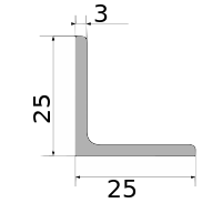 Уголок 25х25х3, длина 6 м, марка Ст3