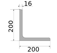 Уголок 200х200х16, длина 12 м, марка С355