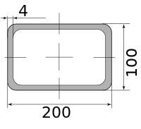 Трубы нерж. электросварные ЭСВ прямоугольные 200х100х4 матовая, длина 6 м, марка AISI 304 (08Х18Н10)
