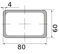 Труба профильная электросварная прямоугольная 80х60х4, длина 12 м 4.00