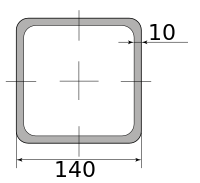 Трубы электросварные низколегир квадрат 140х140х10, длина 12 м