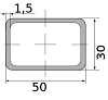 труба профильная электросварная прямоугольная 50х30х1.5 нн, длина 3 м 1.50