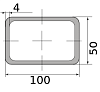 труба профильная электросварная прямоугольная 100х50х4, длина 12 м 4.00