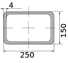 трубы нерж. электросварные эсв прямоугольные 250х150х4 матовая, длина 6 м, марка aisi 304 (08х18н10)