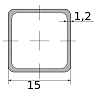 трубы электросварные оцинкованная квадрат 15х15х1.2, длина 6 м