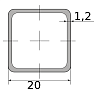 трубы нерж. электросварные эсв квадратные 20х1.2 имп шлиф, длина 6 м, марка aisi 201