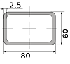 труба профильная электросварная прямоугольная 80х60х2.5, длина 12 м 2.50